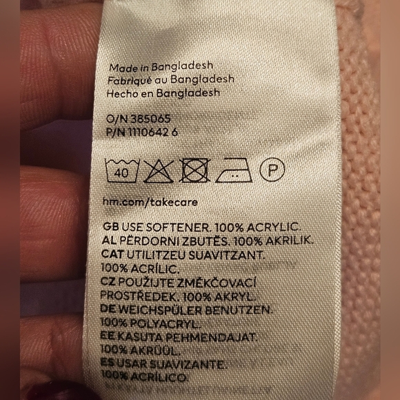 Divided by H&M Pink Panther Pink Cropped Crew Neck Long Sleeve Sweater M - Picture 10 of 10